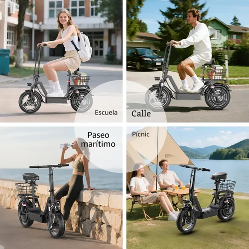 Miniatura 9 de Electric Scooter for Adults, 1000W Peak Motor, 35 Miles of Range Scooter with Seat, 25 MPH Top Speed, 48V 13Ah Battery, Dual Suspension, Foldable