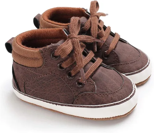Miniatura 4 de BENHERO Baby Girls Boys PU Leather Shoes Toddler Infant First Walker Soft Sole High-Top Ankle Sneakers Newborn Crib Shoes