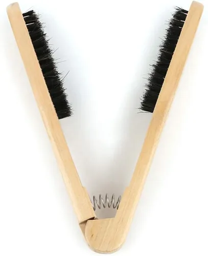 Miniatura 5 de EXCEART Cepillo alisador de cabello de 8.66 pulgadas, peine de hierro plano de madera, diseño en forma de V, herramienta de peinado antiestático
