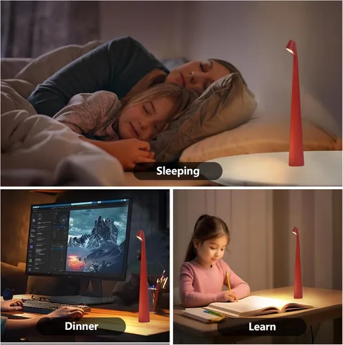 Miniatura 2 de Lámpara de mesa LED portátil de 3 niveles de brillo, batería recargable de hasta 48 horas de uso, luz nocturna para guardería de niños, lámpara