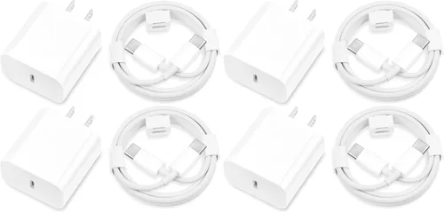 Cargador para iPhone 16 y 15 de carga rápida, [certificado MFi], paquete de 2 bloques de carga rápida de 20 W tipo C con cable USB C a USB C de 6