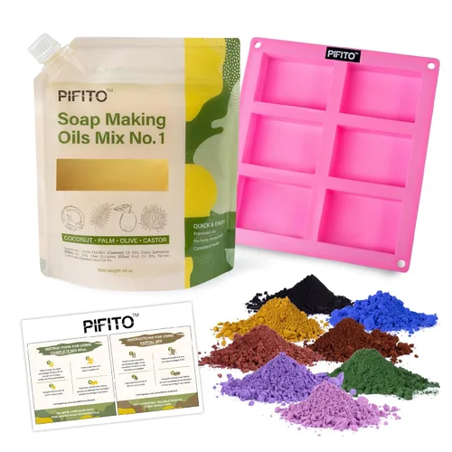 Pifito Kit de fabricación de jabón de proceso frío │ Mezcla de aceites No. 1 Mezcla de aceites premedidos de 60 onzas, paquete de 8 muestras de Kit
