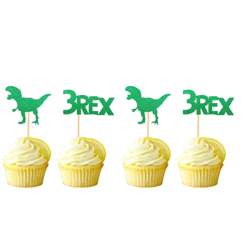 Miniatura 10 de Decoración de pastel de dinosaurio con hojas Dinsaurs para pastel de cumpleaños con temática de dinosaurios, baby shower, niños, fiesta de Hb Dino