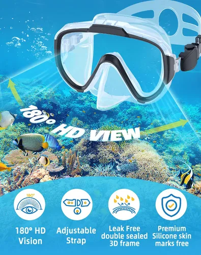 Miniatura 4 de Gafas de natación para adultos y niños, gafas de natación antivaho con cubierta para la nariz, sin fugas, máscara de buceo de esnórquel transparente