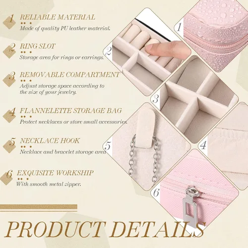 Miniatura 3 de Yinkin 12 piezas de mini joyero de viaje para dama de honor, organizador de aretes de piel sintética, accesorios de viaje a granel, soporte portátil