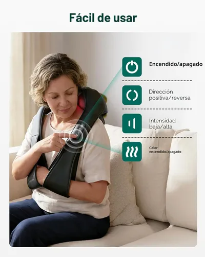Miniatura 5 de Masajeador de cuello y hombros de Snailax, masaje Shiatsu con calor para el automóvil, la oficina o casa, SL632