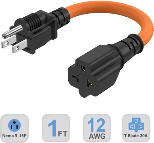 Miniatura 2 de Cable adaptador Nema 5-15P a 5-20R, cable adaptador de enchufe doméstico de 12 AWG a 6-15R/20R, cable adaptador de enchufe de CA de 20 amperios a 15
