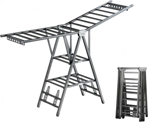 Tendedero plegable de 71 pulgadas, con ruedas, secadora de ropa de metal resistente, diseño extragrueso de pie para uso en interiores y exteriores