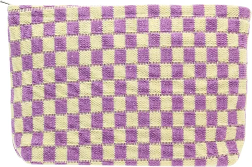 Miniatura 76 de PAZIMIIK Bolsa de Maquillaje a Cuadros para Bolso Portátil con Cremallera, Estuche Pequeño de Cosméticos para Accesorios de Viaje, Azul Ártico