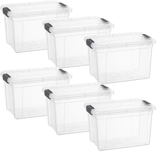 Miniatura 29 de Superio - Cajas de almacenamiento pequeñas planas transparentes con tapas, contenedores de plástico de 4.5 cuartos de galón para organizar, cajas