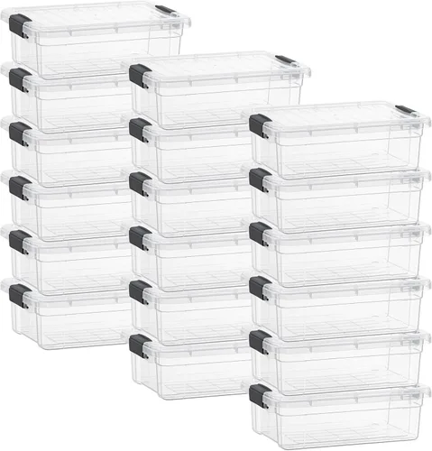 Miniatura 31 de Superio - Cajas de almacenamiento pequeñas planas transparentes con tapas, contenedores de plástico de 4.5 cuartos de galón para organizar, cajas