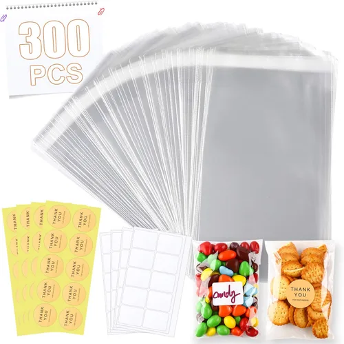 Miniatura 10 de 800 piezas de bolsas transparentes resellables de celo/celofán de 3 tamaños con 4×6, 5×7, 6×9 pulgadas, ideales para panadería, aperitivos, velas