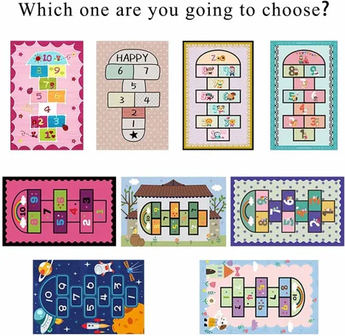 Miniatura 6 de Alfombra Hopscotch para niños, alfombra antideslizante divertida y educativa, alfombra de juego para dormitorio, guardería, sala de juegos, regalo