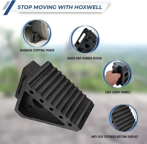 Miniatura 3 de HOXWELL Calzas de goma sólidas y resistentes, paquete de 2 unidades, de alta calidad para automóvil, remolques de viaje, RV, camión y ATV