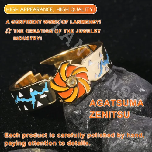 Miniatura 3 de LANMENSY Demon Slayer Anillos de anime Joyería original de plata de ley 925 "All24 estilos" nuevo Tamaño ajustable Kimetsu No Yaiba Cosplay Moda