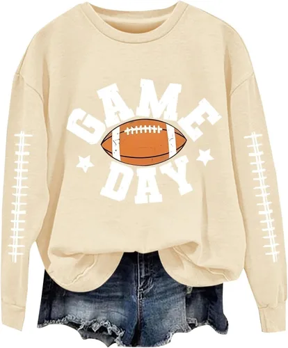 Women's Oversized Sweatshirt, Long Sleeve Sweatshirts Crewneck Printed Pullover Tops, S-3XL