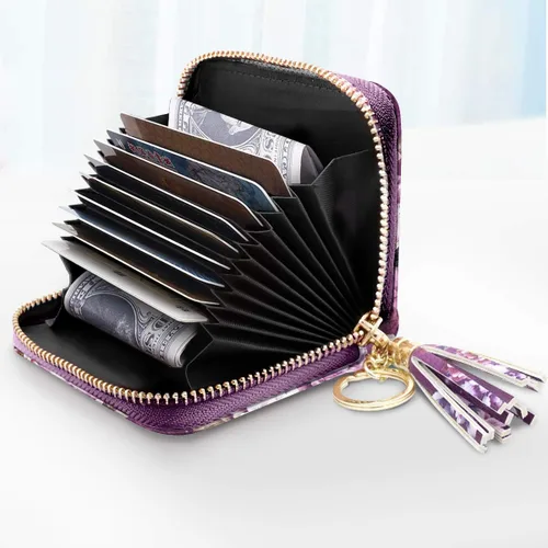 Miniatura 2 de Billetera pequeña para tarjetas de crédito RFID con purpurina linda para mujer