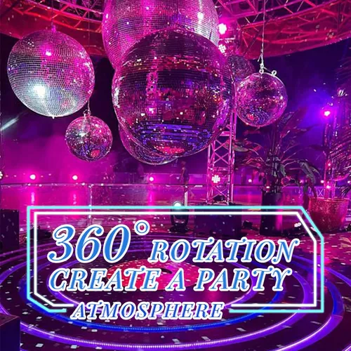 Miniatura 6 de Luz de bola de discoteca, difusor de luz de bola de discoteca de espejo de 5 pulgadas, rotación de 360°, luces de Navidad para fiestas