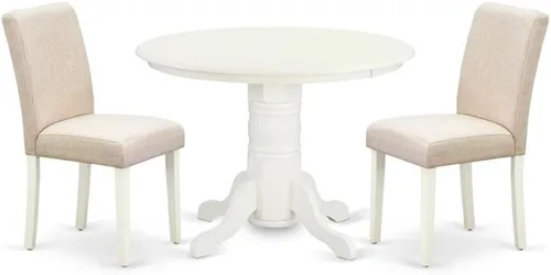 Miniatura 8 de East West Furniture SHAB3-BLK-06 - Juego de mesa de comedor moderno de 3 piezas que contiene una mesa de cocina redonda con pedestal y 2 sillas