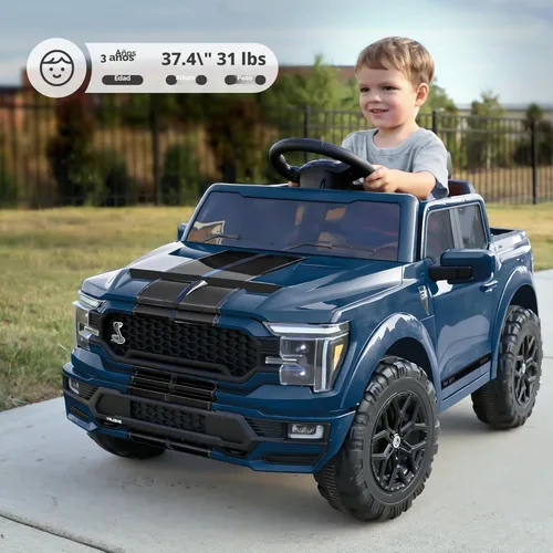 Miniatura 3 de Hikiddo Ford Shelby F-150 con Licencia - Carro de Paseo para Niños, Carro Eléctrico de 12V para Niños de 3-6 Años con Control Remoto - Azul
