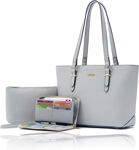 Qiyuer - Juego de carteras y bolsos para mujer, bolso de trabajo, bolso de mano, bolso de hombro con asa superior, bolso con cartera a juego