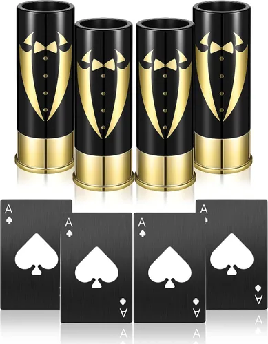 Miniatura 8 de Yoption Set de 16 piezas de regalos para padrinos de boda, 8 vasos de chupito con 8 abridores de botellas tamaño tarjeta de crédito para propuesta
