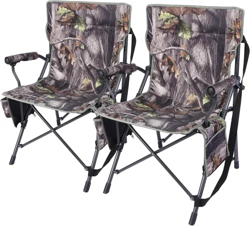 REDCAMP Paquete de 2 sillas de caza de gran tamaño para persianas, sillas plegables portátiles de camuflaje para adultos, asientos de caza con