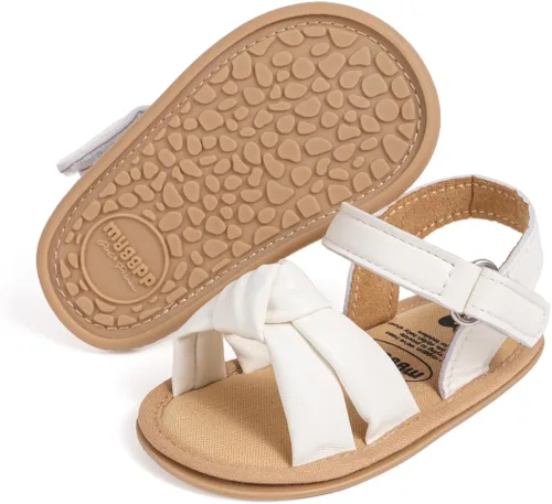 Miniatura 7 de Meckior Sandalias de verano con punta abierta y suave de piel sintética para bebés y niñas pequeñas
