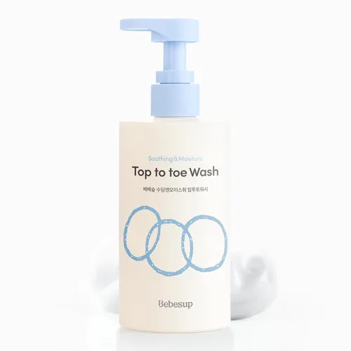 BEBESUP - Champú para bebés de lavado de pies a cabeza | Cuidado de la piel coreano para pieles sensibles y atópicas Arroz orgánico Cera Biome
