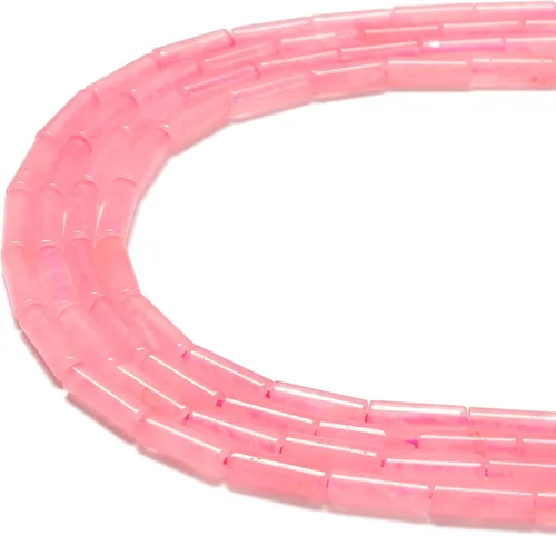 Miniatura 2 de JM Design Granos naturales del tubo del cilindro del cuarzo rosa tamaño 13.1x42.7 ft m 15.5" filamento para la fabricación de joyas