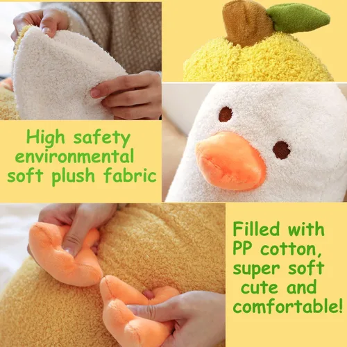 Miniatura 4 de Peluche de pato de plátano de 13.7 pulgadas, lindo animal de peluche de plátano, almohada larga de felpa de pato plátano, divertida almohada
