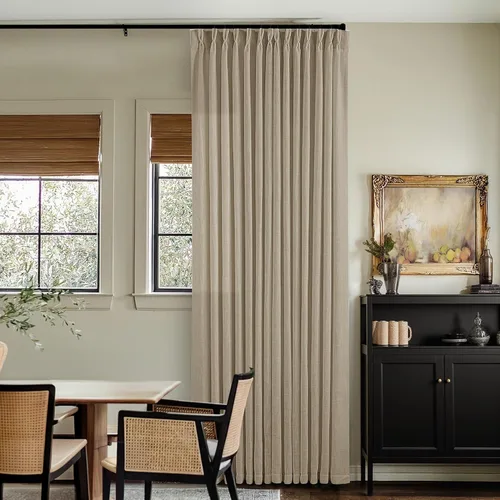 Miniatura 168 de Cortinas de lino natural con pliegues fruncidos de 120 pulgadas de largo para sala de estar, cortinas plisadas con ganchos y lengüeta trasera