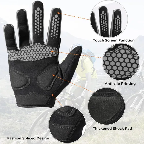 Miniatura 3 de WPTCAL Guantes de ciclismo para hombres y mujeres guantes de bicicleta antideslizantes con pantalla táctil completa guantes de ciclismo