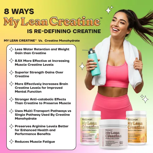 Miniatura 4 de Fit & Lean Creatina para mujeres, complejo de creatina en polvo My Lean con GAA, rendimiento muscular, función cognitiva y menos hinchazón