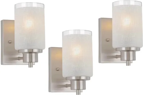 Miniatura 10 de Paquete de 2 lámparas de tocador de baño, apliques de pared, modernas luces de pared de baño interiores con vidrio semillado, accesorios de pared