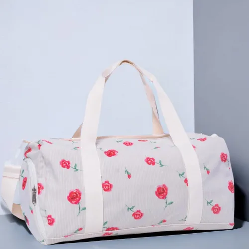 Miniatura 4 de Bolsa de lona para gimnasio, deportes, mujeres y niñas, bolsa de viaje de entrenamiento para fin de semana con compartimento para zapatos y bolsillo