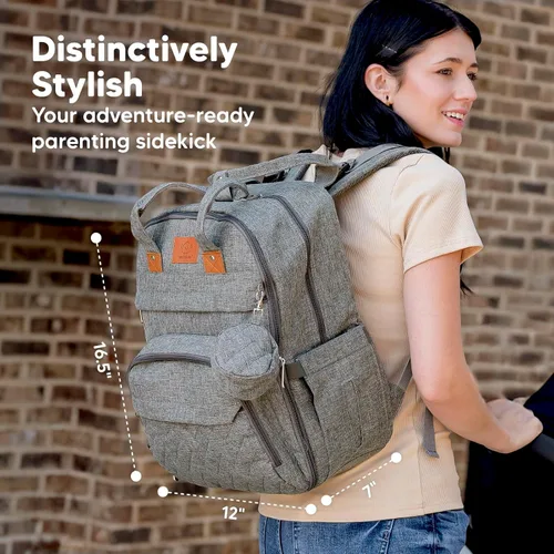 Miniatura 4 de KeaBabies Mochila para pañales - Gran mochila para pañales con cambiador, para bebé niño, niña, mochila de viaje para mamá y papá, impermeable, Gris