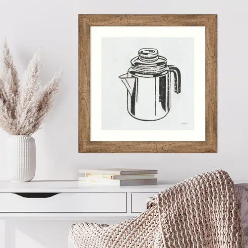 Miniatura 4 de Amanti Art Lienzo decorativo para pared enmarcado de 24 x 24 pulgadas, cafetera retro (cocina) por Kathrine Lovell, arte de pared de cocina