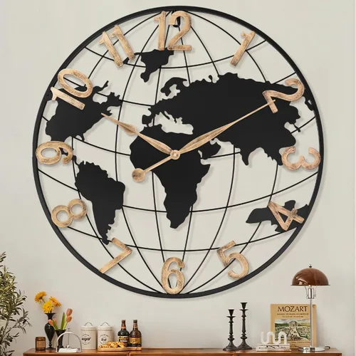 Miniatura 18 de Pytha Sight - Reloj de pared grande de 24 pulgadas, decorativo y moderno, para decoración de sala de estar, gran reloj de pared decorativo y Oro