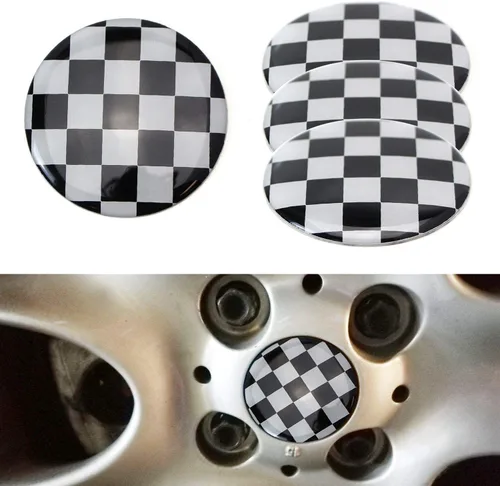 Miniatura 9 de Tapas para centro de rueda iJDMTOY (4) para MINI Cooper R50 R51 R52 R53 R55 R56 R57 R58 R59 R60 R61 F55 F56, etc., Negro/Blanco