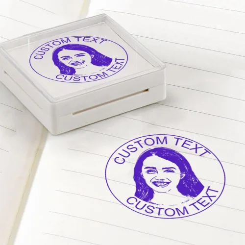 Miniatura 6 de Sellos personalizados autoentintados, sellos de fotos personalizados para retratos con cara y texto, suministros de oficina, negocios, sello