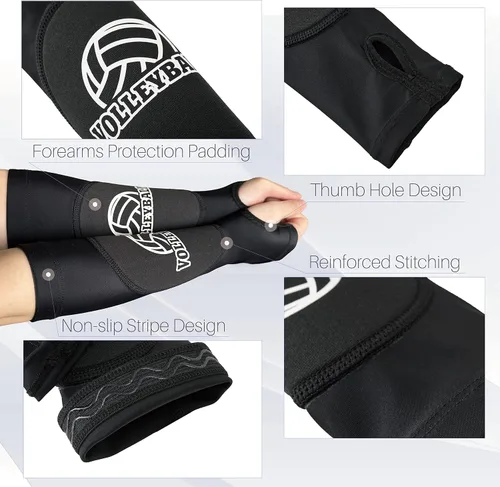 Miniatura 4 de Mangas acolchadas para brazos de voleibol para niñas, mangas acolchadas para antebrazo con orificio para el pulgar, almohadillas para brazos