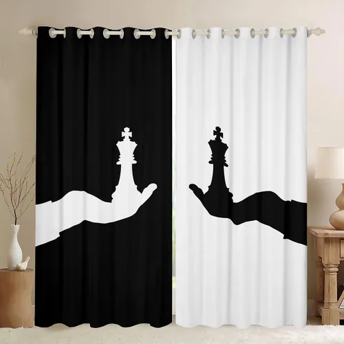 Cortinas de ajedrez internacionales para niños, adultos, niños, juegos, cortinas de ventana para dormitorio, sala de estar, tratamiento de ventana,