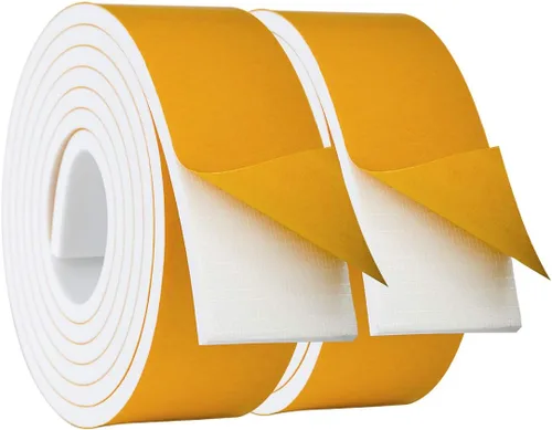 Miniatura 38 de Burlete de cinta de espuma autoadhesiva blanca para puertas y ventanas de 1 pulgada × 3/4 pulgada × 13 pies, tira de sellado de espuma de alta Blanco