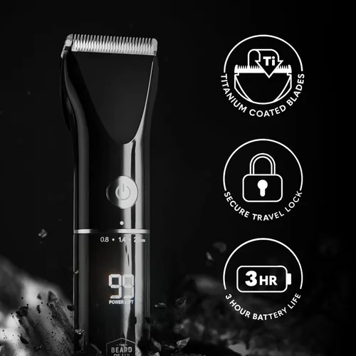 Miniatura 2 de The Beard Club Recortadora de barba para hombres – Cortadora eléctrica inalámbrica recargable de barba y pelo – Alta potencia 7000 RPM – 8 guías