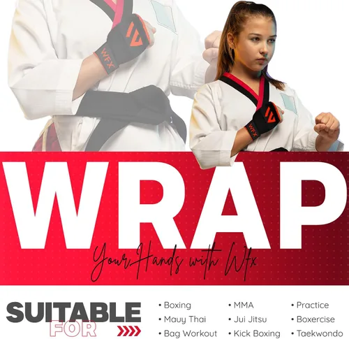 Miniatura 6 de WFX - Guantes de mano para niños y jóvenes de boxeo, interiores, con acolchado de gel, elásticos, para debajo de los guantes, puños para deportes