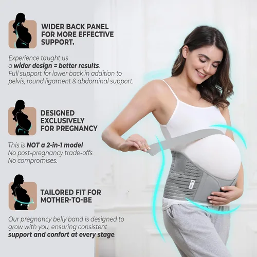 Miniatura 12 de NeoTech Care Cinturón de maternidad para embarazo, soporte para espalda, abdomen, cintura, pelvis (talla L, color marfil)