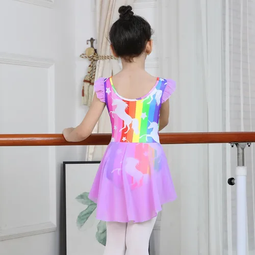 Miniatura 19 de LUOUSE Elegante leotardo de ballet para niñas con falda, mangas con volantes y volantes, perfecto para baile y gimnasia