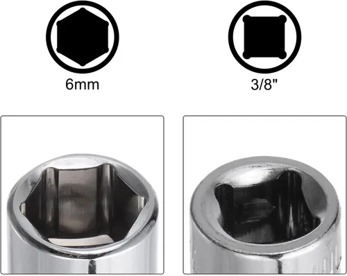 Miniatura 4 de uxcell 2pcs 3/8-inch Drive 0.236 in Cr-V 6-Point Zócalo poco profundo
