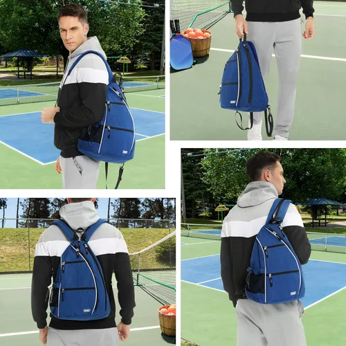 Miniatura 5 de Sucipi Pickleball Bag - Men's & Women's Pickleball Backpack, Adjustable Sling Bag w/Fence Hook/Large Capacity/Safety Pocket Azul